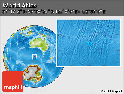Physical Location Map of the Area around 51° 3' 43" S, 122° 28' 29" E