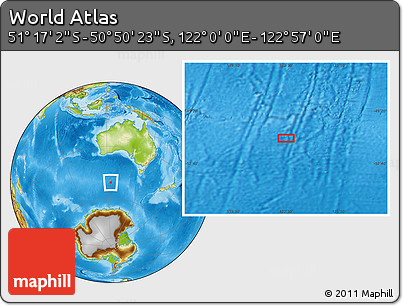 Physical Location Map of the Area around 51° 3' 43" S, 122° 28' 29" E