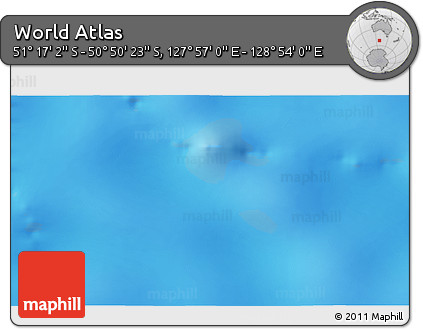 Physical 3D Map of the Area around 51° 3' 43" S, 128° 25' 30" E