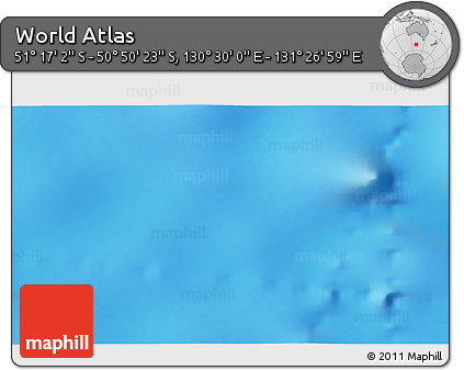 Physical 3D Map of the Area around 51° 3' 43" S, 130° 58' 29" E