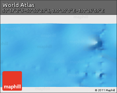Physical 3D Map of the Area around 51° 3' 43" S, 130° 58' 29" E