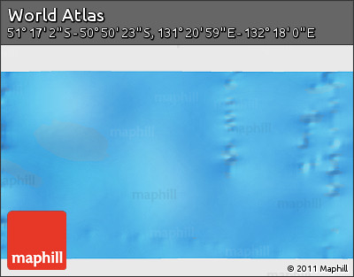 Physical 3D Map of the Area around 51° 3' 43" S, 131° 49' 29" E