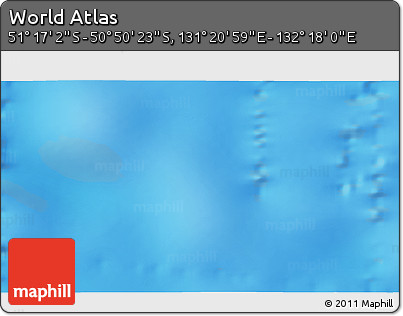 Physical 3D Map of the Area around 51° 3' 43" S, 131° 49' 29" E