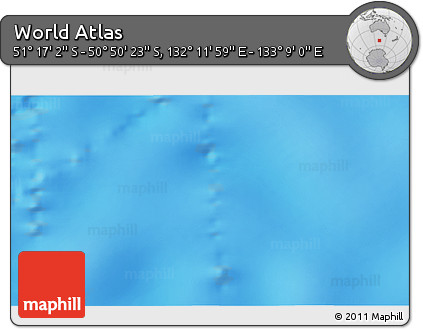Physical 3D Map of the Area around 51° 3' 43" S, 132° 40' 30" E