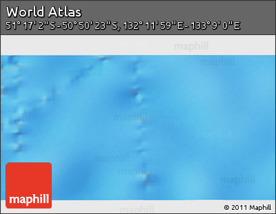Physical 3D Map of the Area around 51° 3' 43" S, 132° 40' 30" E