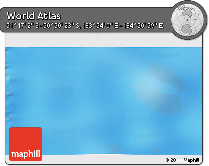Physical 3D Map of the Area around 51° 3' 43" S, 134° 22' 30" E