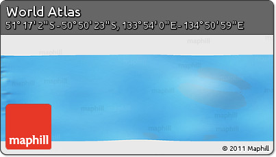 Physical Panoramic Map of the Area around 51° 3' 43" S, 134° 22' 30" E