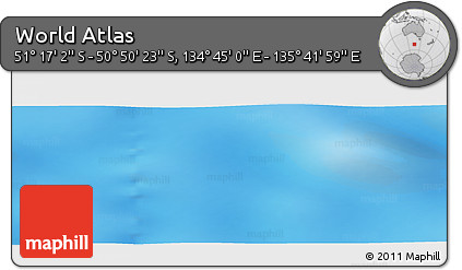 Physical Panoramic Map of the Area around 51° 3' 43" S, 135° 13' 29" E