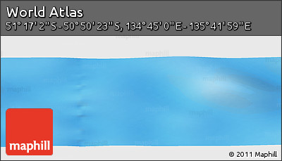 Physical Panoramic Map of the Area around 51° 3' 43" S, 135° 13' 29" E