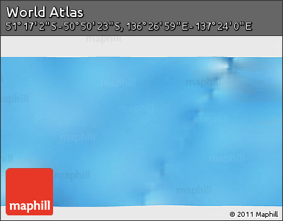 Physical 3D Map of the Area around 51° 3' 43" S, 136° 55' 30" E