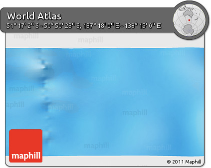 Physical 3D Map of the Area around 51° 3' 43" S, 137° 46' 30" E