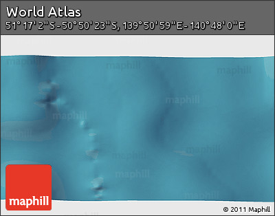 Satellite 3D Map of the Area around 51° 3' 43" S, 140° 19' 29" E