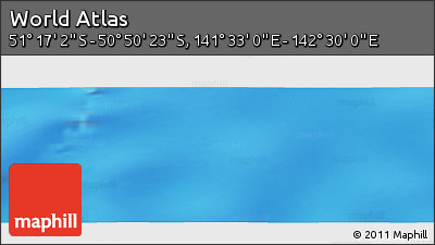 Physical Panoramic Map of the Area around 51° 3' 43" S, 142° 1' 30" E