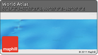 Physical Panoramic Map of the Area around 51° 3' 43" S, 142° 1' 30" E