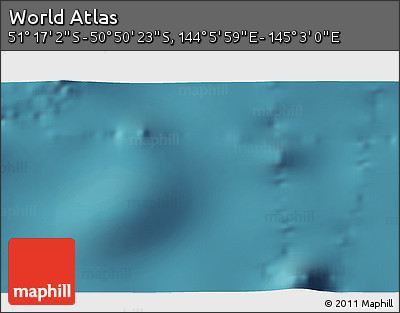 Satellite 3D Map of the Area around 51° 3' 43" S, 144° 34' 29" E