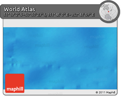 Physical 3D Map of the Area around 51° 3' 43" S, 152° 13' 29" E