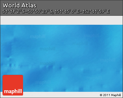 Physical 3D Map of the Area around 51° 3' 43" S, 152° 13' 29" E