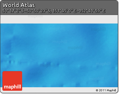 Physical 3D Map of the Area around 51° 3' 43" S, 152° 13' 29" E