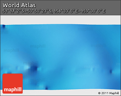 Physical 3D Map of the Area around 51° 3' 43" S, 159° 1' 30" E