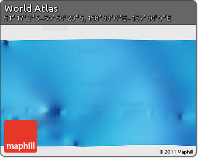 Physical 3D Map of the Area around 51° 3' 43" S, 159° 1' 30" E