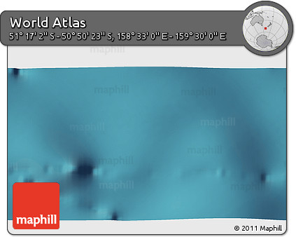 Satellite 3D Map of the Area around 51° 3' 43" S, 159° 1' 30" E
