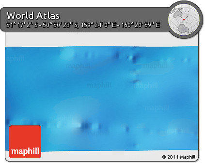 Physical 3D Map of the Area around 51° 3' 43" S, 159° 52' 30" E