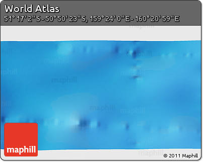 Physical 3D Map of the Area around 51° 3' 43" S, 159° 52' 30" E