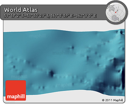 Satellite 3D Map of the Area around 51° 3' 43" S, 161° 34' 29" E