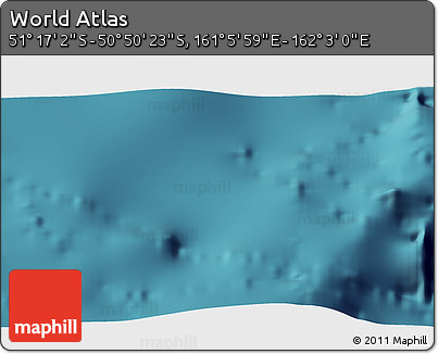 Satellite 3D Map of the Area around 51° 3' 43" S, 161° 34' 29" E