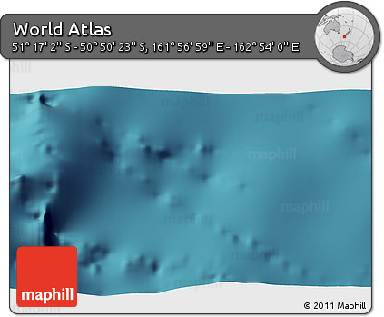 Satellite 3D Map of the Area around 51° 3' 43" S, 162° 25' 30" E