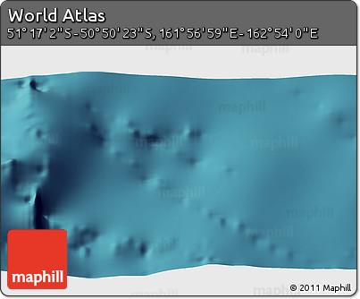 Satellite 3D Map of the Area around 51° 3' 43" S, 162° 25' 30" E