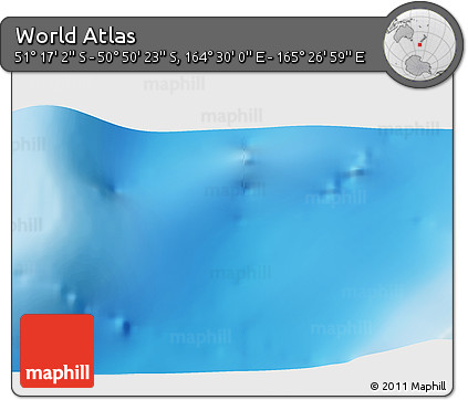 Physical 3D Map of the Area around 51° 3' 43" S, 164° 58' 29" E