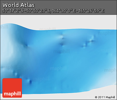 Physical 3D Map of the Area around 51° 3' 43" S, 164° 58' 29" E