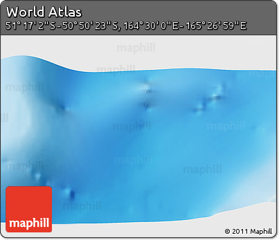 Physical 3D Map of the Area around 51° 3' 43" S, 164° 58' 29" E