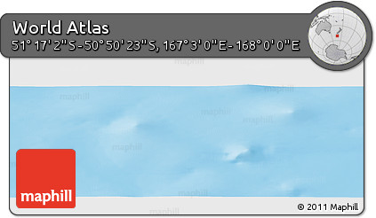 Physical Panoramic Map of the Area around 51° 3' 43" S, 167° 31' 30" E