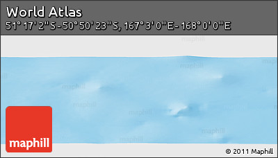 Physical Panoramic Map of the Area around 51° 3' 43" S, 167° 31' 30" E