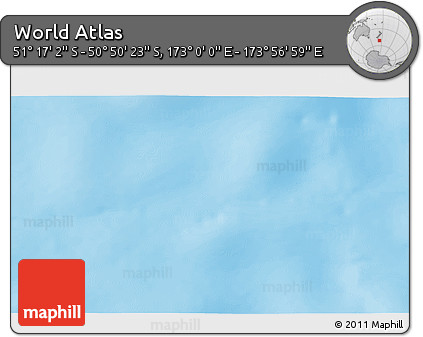Physical 3D Map of the Area around 51° 3' 43" S, 173° 28' 29" E