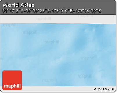 Physical 3D Map of the Area around 51° 3' 43" S, 173° 28' 29" E
