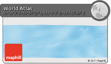 Physical Panoramic Map of the Area around 51° 3' 43" S, 173° 28' 29" E