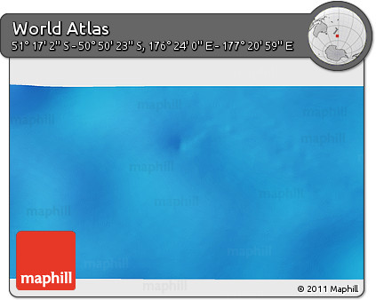 Physical 3D Map of the Area around 51° 3' 43" S, 176° 52' 30" E