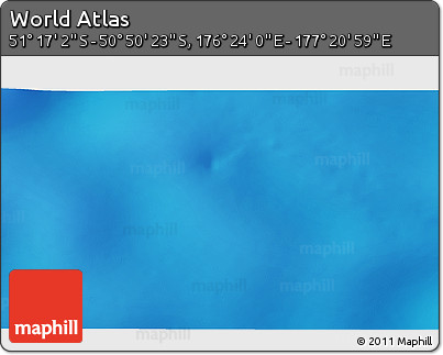 Physical 3D Map of the Area around 51° 3' 43" S, 176° 52' 30" E