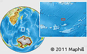 Physical Location Map of the area around 51° 3' 43" S, 50° 13' 30" E