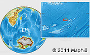 Physical Location Map of the area around 51° 3' 43" S, 53° 37' 30" E