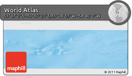 Physical Panoramic Map of the Area around 51° 3' 43" S, 55° 10' 29" W