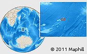 Shaded Relief Location Map of the area around 51° 3' 43" S, 56° 10' 29" E