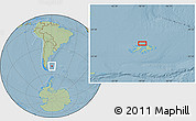 Savanna Style Location Map of the area around 51° 3' 43" S, 59° 25' 29" W, hill shading