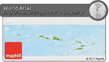 Physical Panoramic Map of the Area around 51° 3' 43" S, 61° 7' 30" W