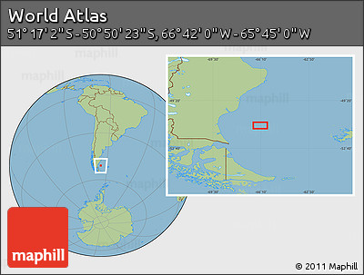 Savanna Style Location Map of the Area around 51° 3' 43" S, 66° 13' 29" W