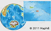 Physical Location Map of the area around 51° 3' 43" S, 72° 19' 29" E