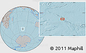 Gray Location Map of the area around 51° 3' 43" S, 75° 43' 29" E, hill shading